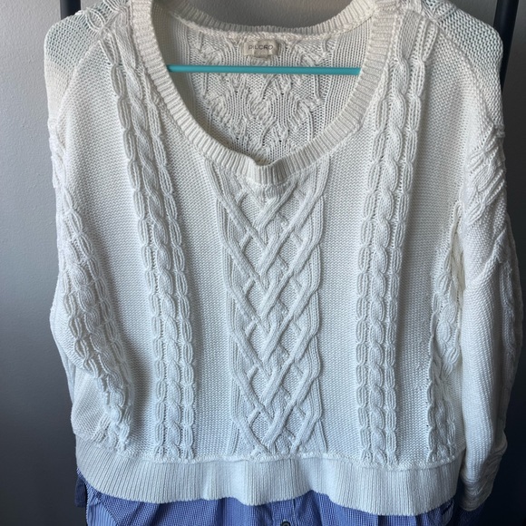 Anthropologie Pilcro Prep Twofer Off-Shoulder Cable Knit Sweater - Womens Large - Picture 7 of 9